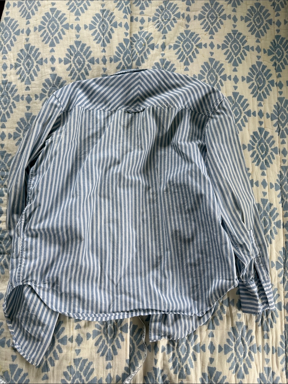 AYR Blue and White Striped Button-Down Shirt - Picture 4 of 7